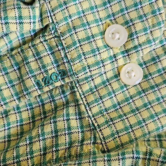 Izod Men's Light Green Plaid 100% Cotton Long Sleeve Button Down Size S - Picture 7 of 10